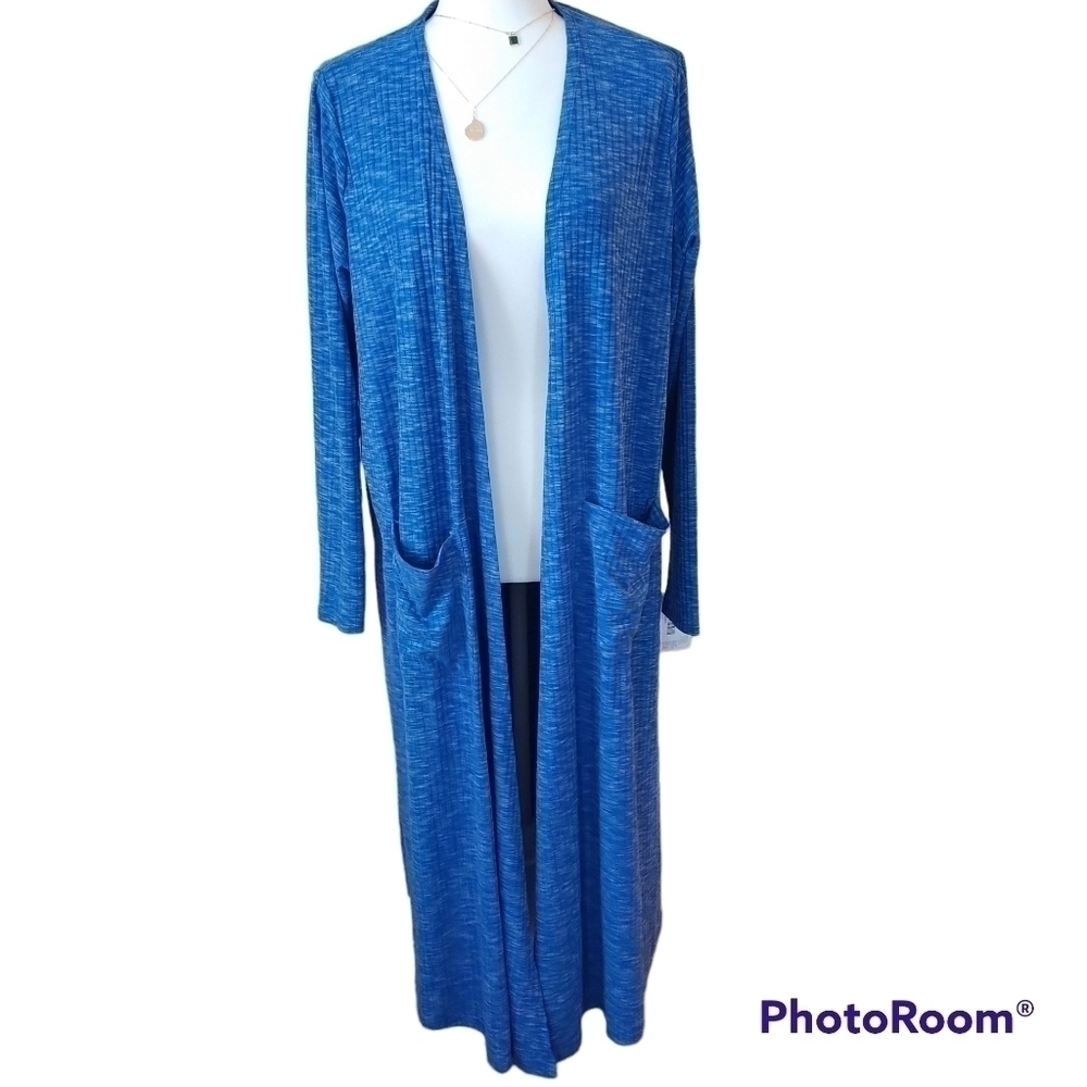 LuLaRoe Sarah L Elegant Blue Duster Cardigan Maxi L